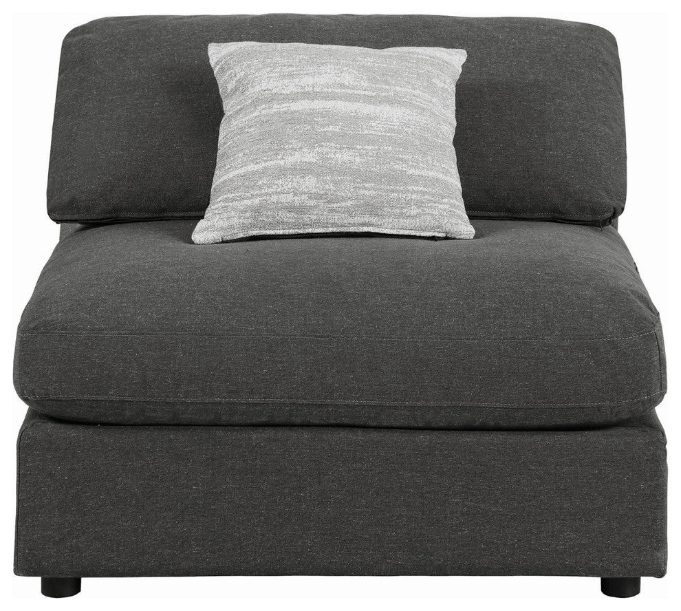 Upholstered Armless Chair, Charcoal Finish