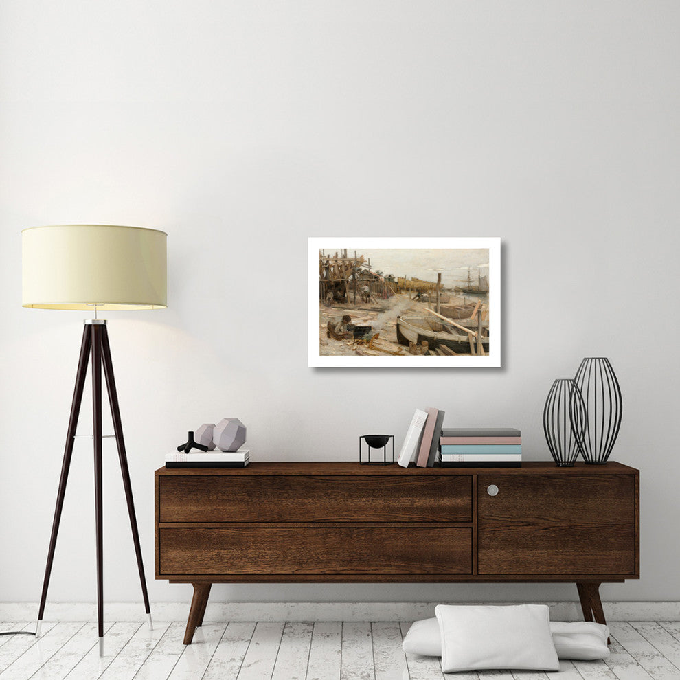 "The Boatyard, c. 1875" Digital Paper Print by Jean-Charles Cazin, 32"x21"