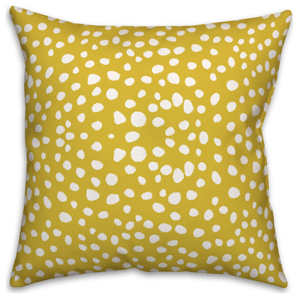 Yellow Painted Spots 18x18 Spun Poly Pillow