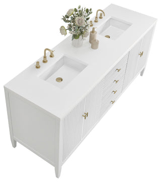 Myrrin 72" Double Vanity, Bright White, 3 CM White Zeus Top