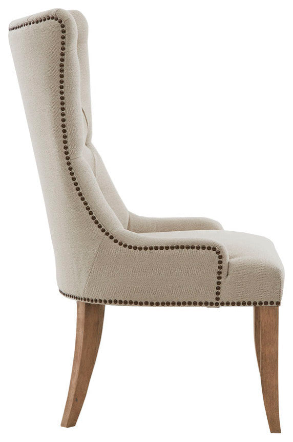 Madison Park Lucas High Wing Back Farmhouse Style Accent Chair, Cream