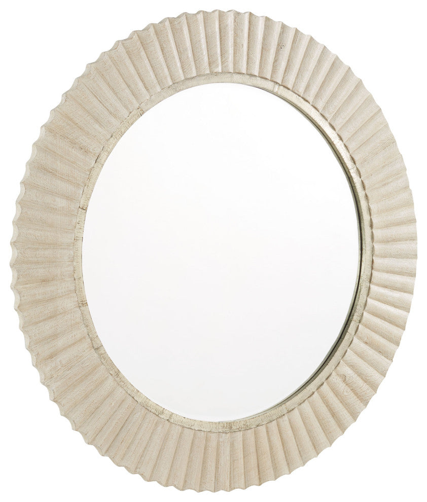 Estriada Round Mirror, White