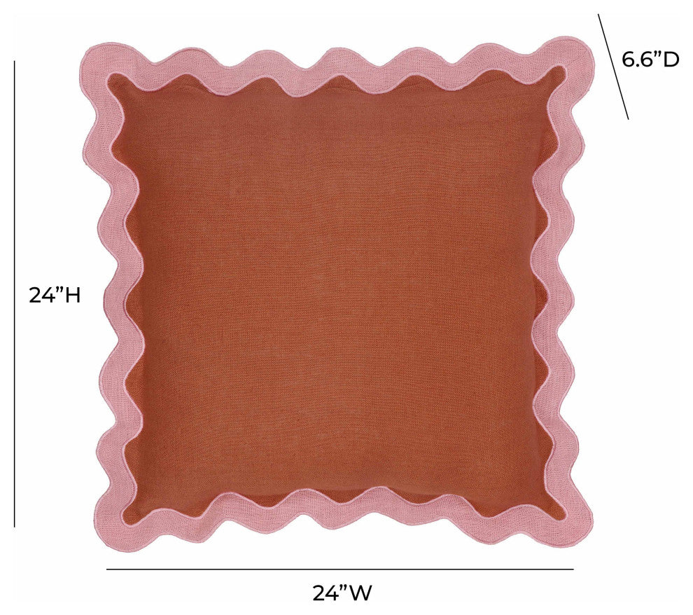 Scalloped Throw Pillow, Pink, Terracotta