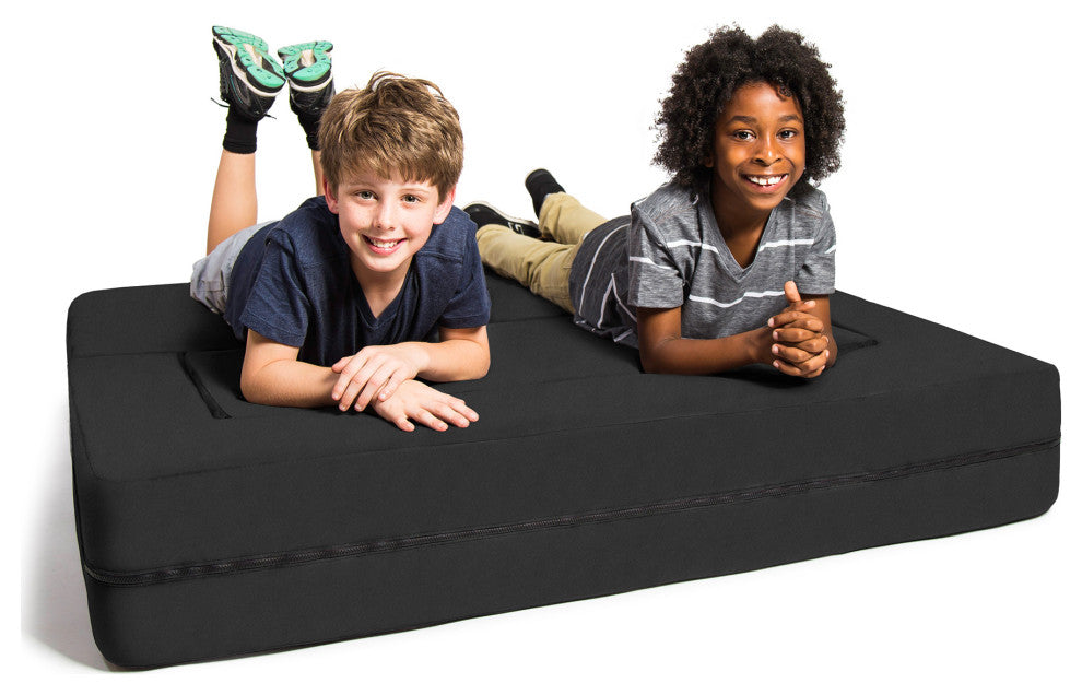Zipline Big Kids Modular Sofa and Ottoman, Black