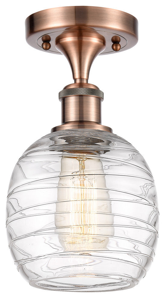 Innovations 516-1C-AC-G1013-LED 1-Light Semi-Flush Mount, Antique Copper