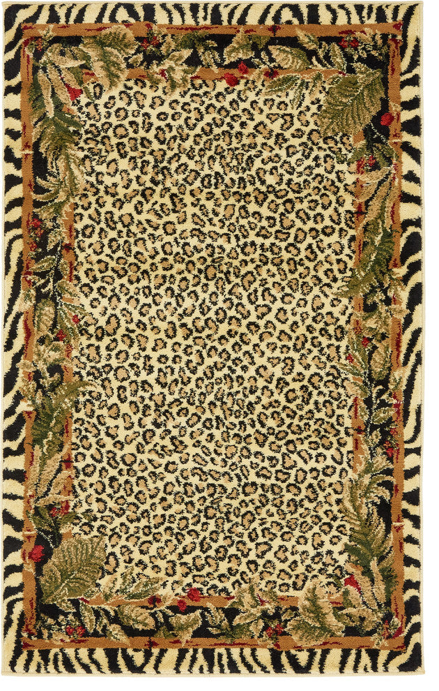 Unique Loom Cream Jungle Wildlife 3' 3 x 5' 3 Area Rug