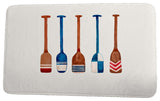 Nantucket Oar Multi Painted Geometric Print Bath Mat, Ivory, 17"x24"