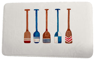 Nantucket Oar Multi Painted Geometric Print Bath Mat, Ivory, 17"x24"