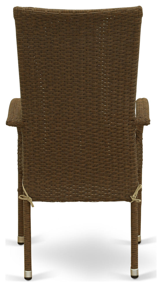 Oslo Patio Chair With Cushion, Brown Wicker, And Beige Cushion Set of 2