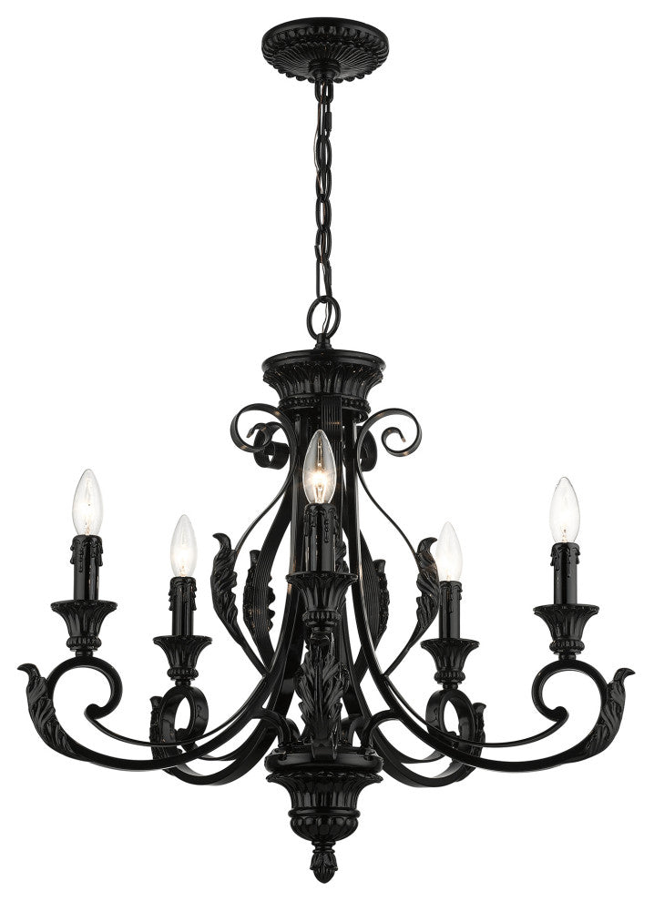 Valencia 5-Light Shiny Black Chandelier