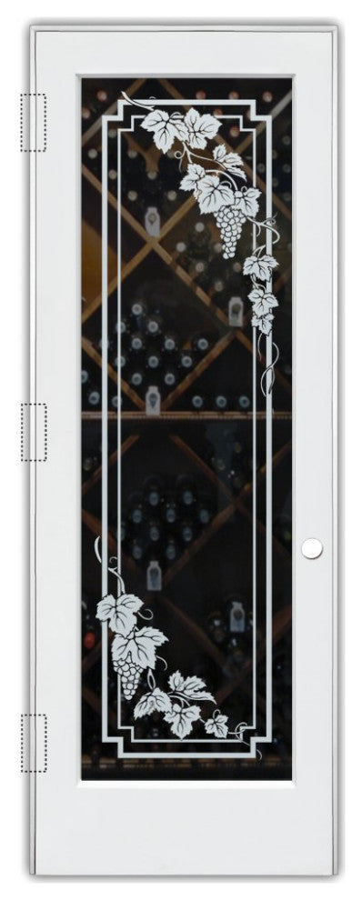 Wine Door - Vineyard Grapes Cascade - Primed - 30" x 80" - Knob on Right -...