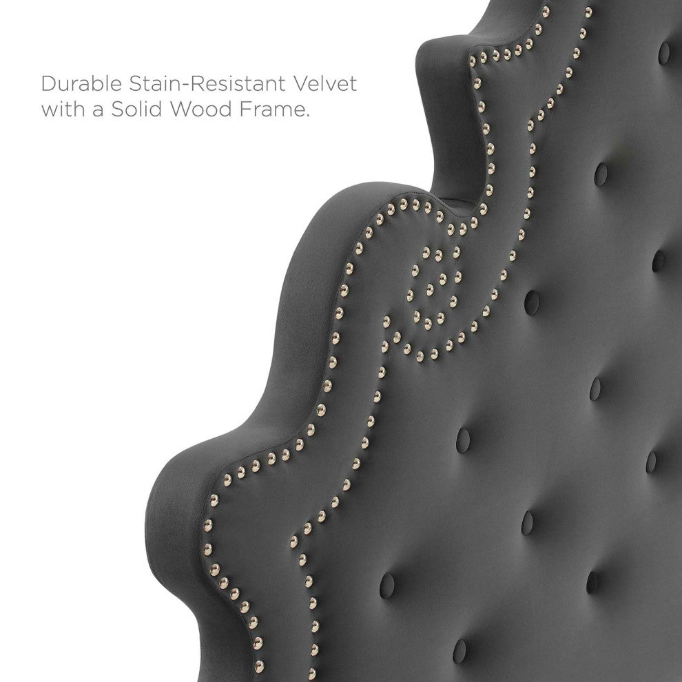 Diana Tufted Performance Velvet Twin Headboard Charcoal