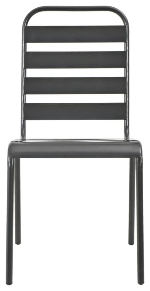 Vidaxl Stackable Outdoor Chairs, Set of 2, Steel Gray