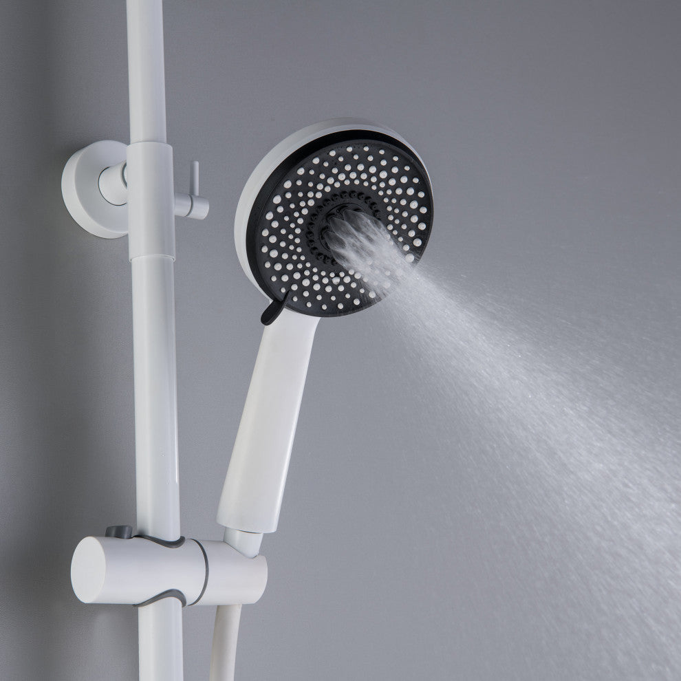 Trendy Design Multi-Function Complete Shower System With Rough-in Valve, Pure Wh