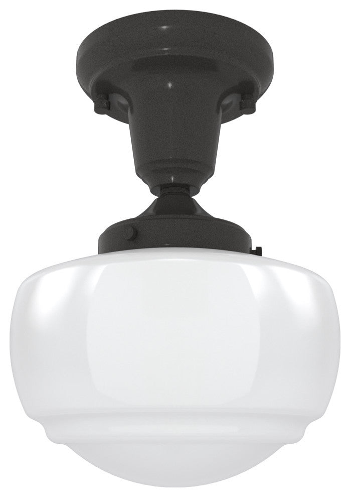 Saddle Creek Noble Bronze, Cased White Glass 1 Light Mini Pendant Light