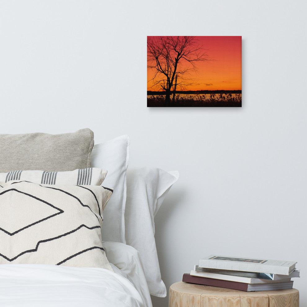 Burning Skies Rural Landscape Photograph Canvas Wall Art Print, 12" X 16"