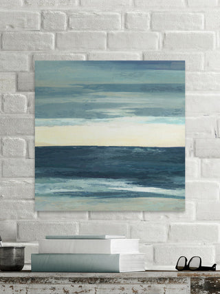 "Deep Blue Waves" Painting Print on Wrapped Canvas, 40"x40"