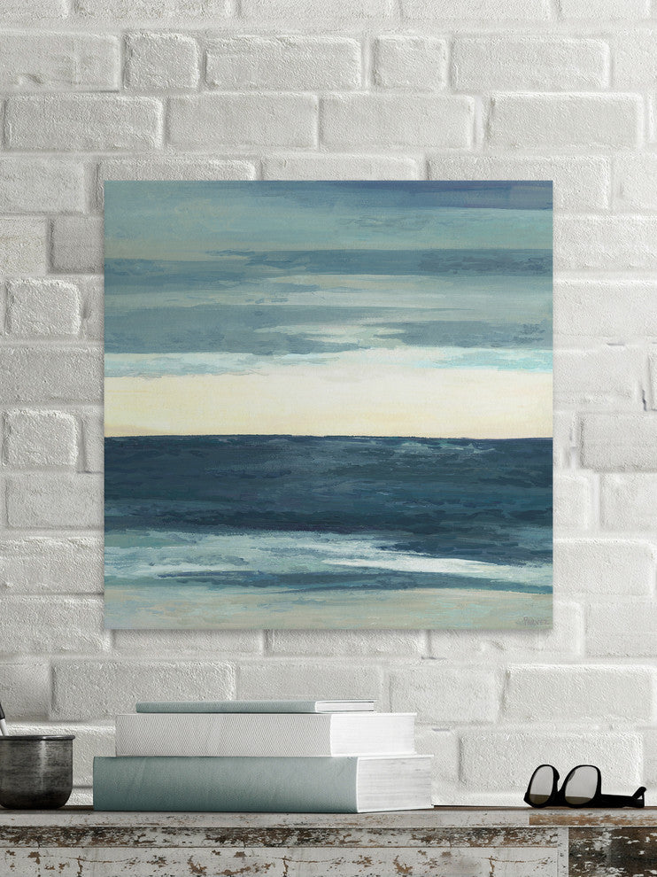 "Deep Blue Waves" Painting Print on Wrapped Canvas, 40"x40"