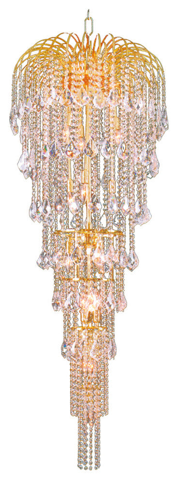 Artistry Lighting Falls Collection Hanging Crystal Chandelier 24x60, Gold