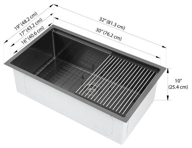 32 in. Single Bowl Undermount Kitchen Sink in Black PVD Nano