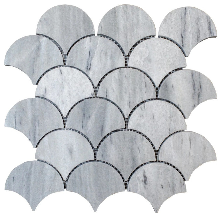 Solto White Marble Laguna on 12" x 12" Mesh Mosaic Tile (10 sqft per box)
