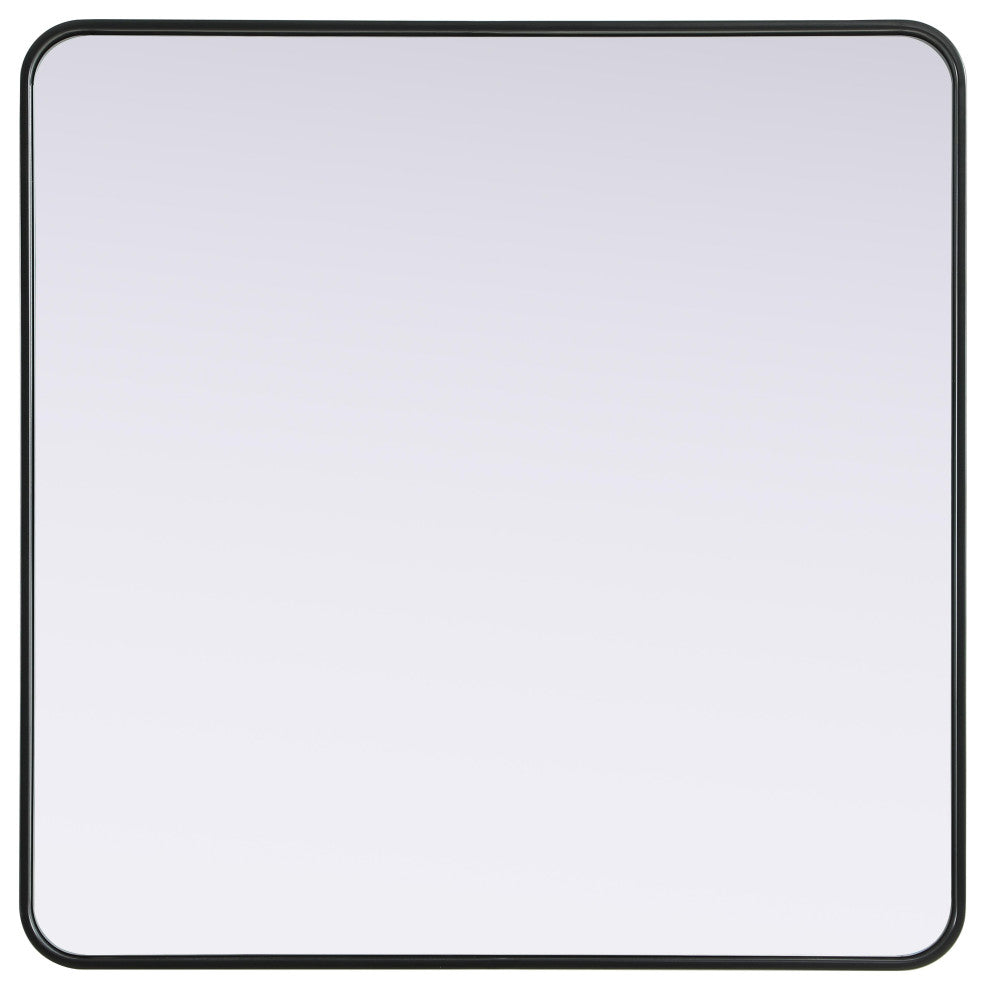 Home Living Contour Metal Rectangle Mirror 36x36, Black