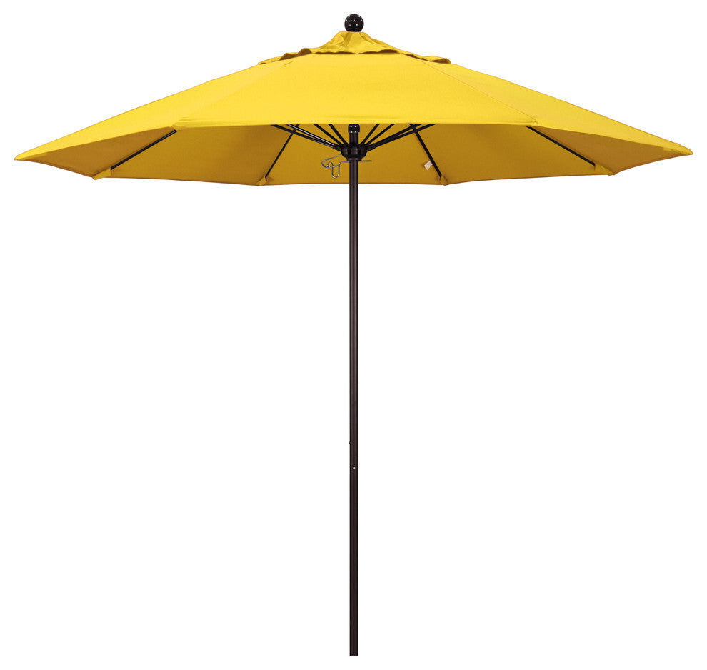 9' Bronze Push Lift Fiberglass Rib Aluminum Umbrella, Olefin, Lemon