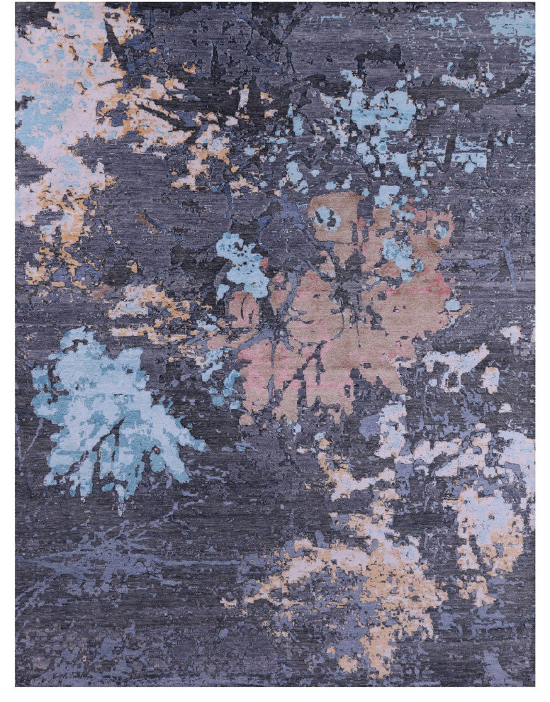 9' 1" X 12' 0" Abstract Wool & Silk Hand Knotted Rug - Q14897