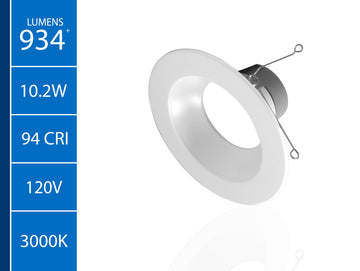 DLR566091203KWH-12PK 5/6", White Recessed LED Downlight, 12 Pack