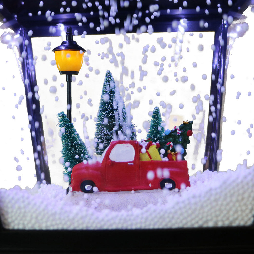 Let It Snow 71" Lamp, Black, Car, 2 Signs, Cascading Snow, Holiday Carols
