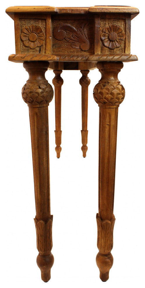 54" Brown Solid Wood Distressed Console Table