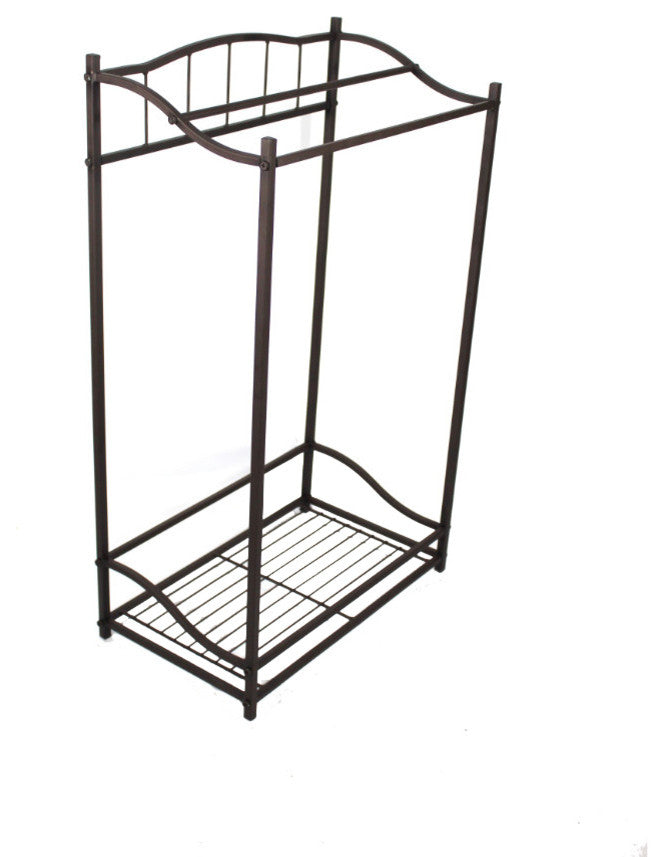 Benzara Metal Bath Towel Butler Stand With Shelf, Bronze