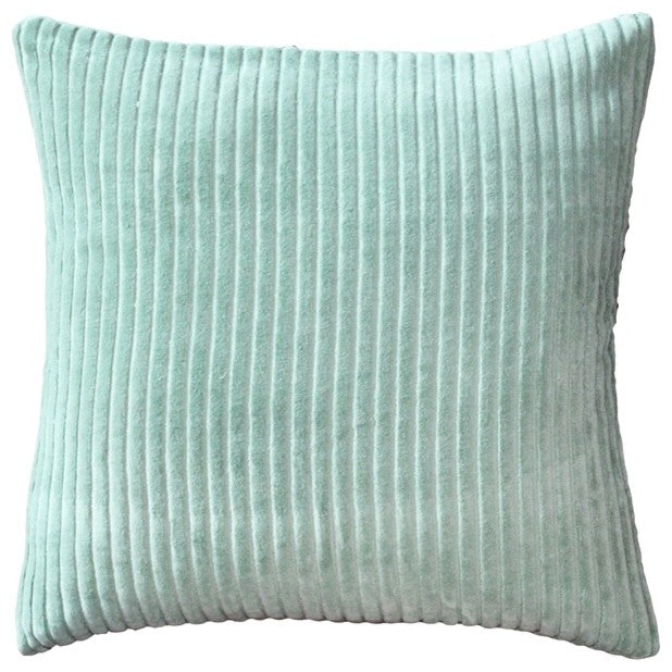 Pillow Decor - Cotton Corduroy Aqua Green Throw Pillow 16x16
