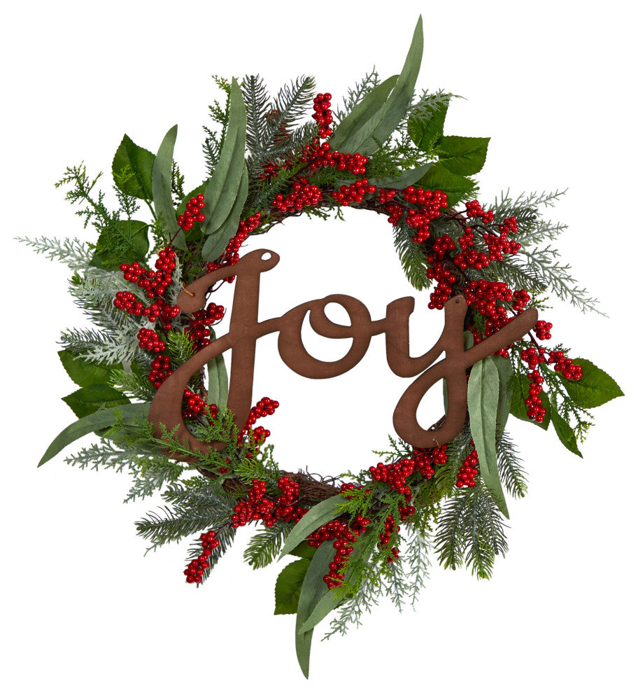 Nearly Natural W1264 24 Joy and Berries Artificial Christmas Wreath
