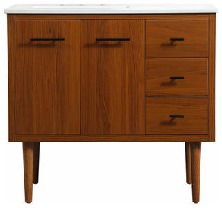 Home Living 22" Midcentury Modern Teak-Light Bathroom Vanity