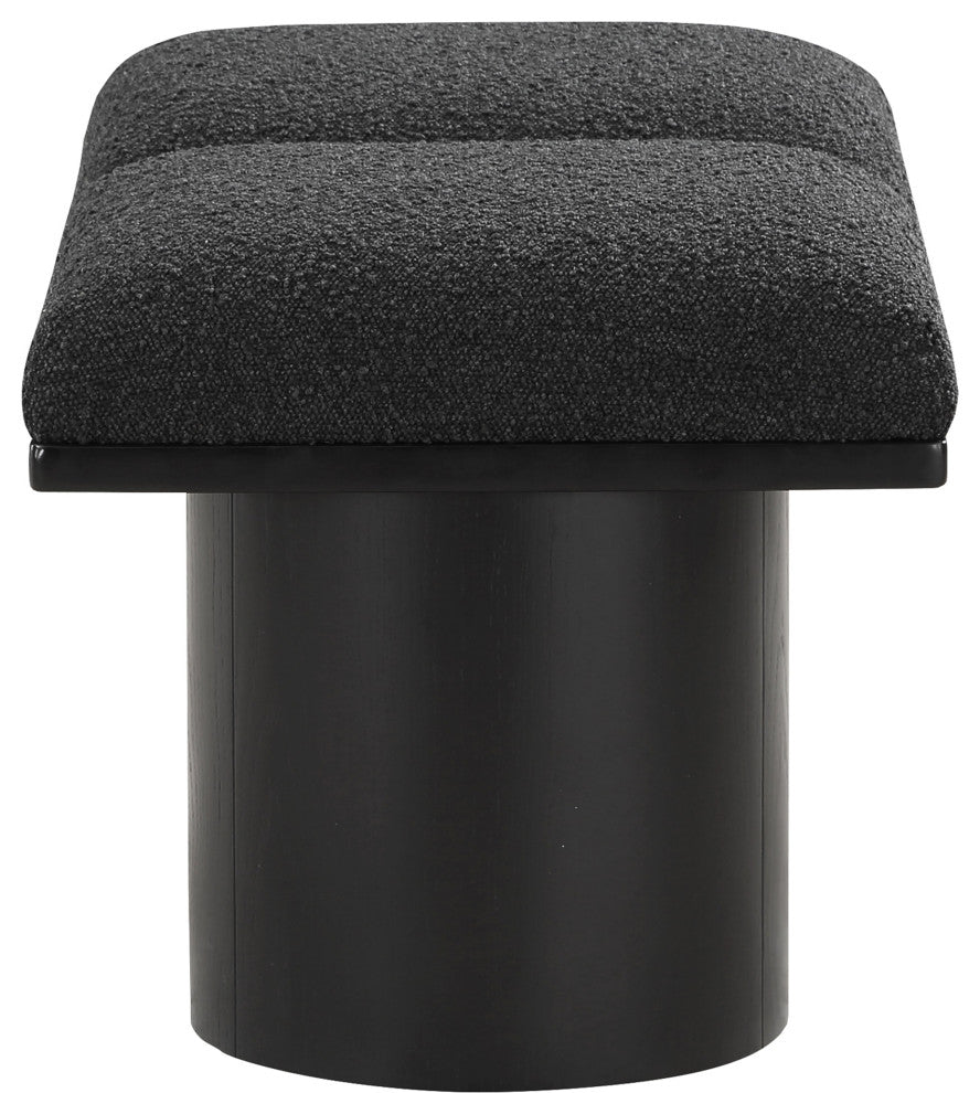 Pavilion Boucle Fabric Upholstered 2-Piece Modular Bench, Black, Black Finish