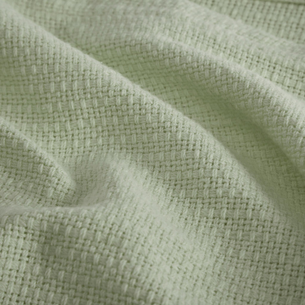 Madison Park Freshspun Basketweave Cotton Blanket, Green
