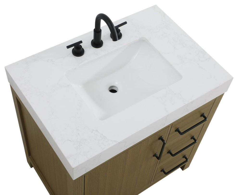 Home Living 32" Single Bathroom Vanity, Chestnut Brown
