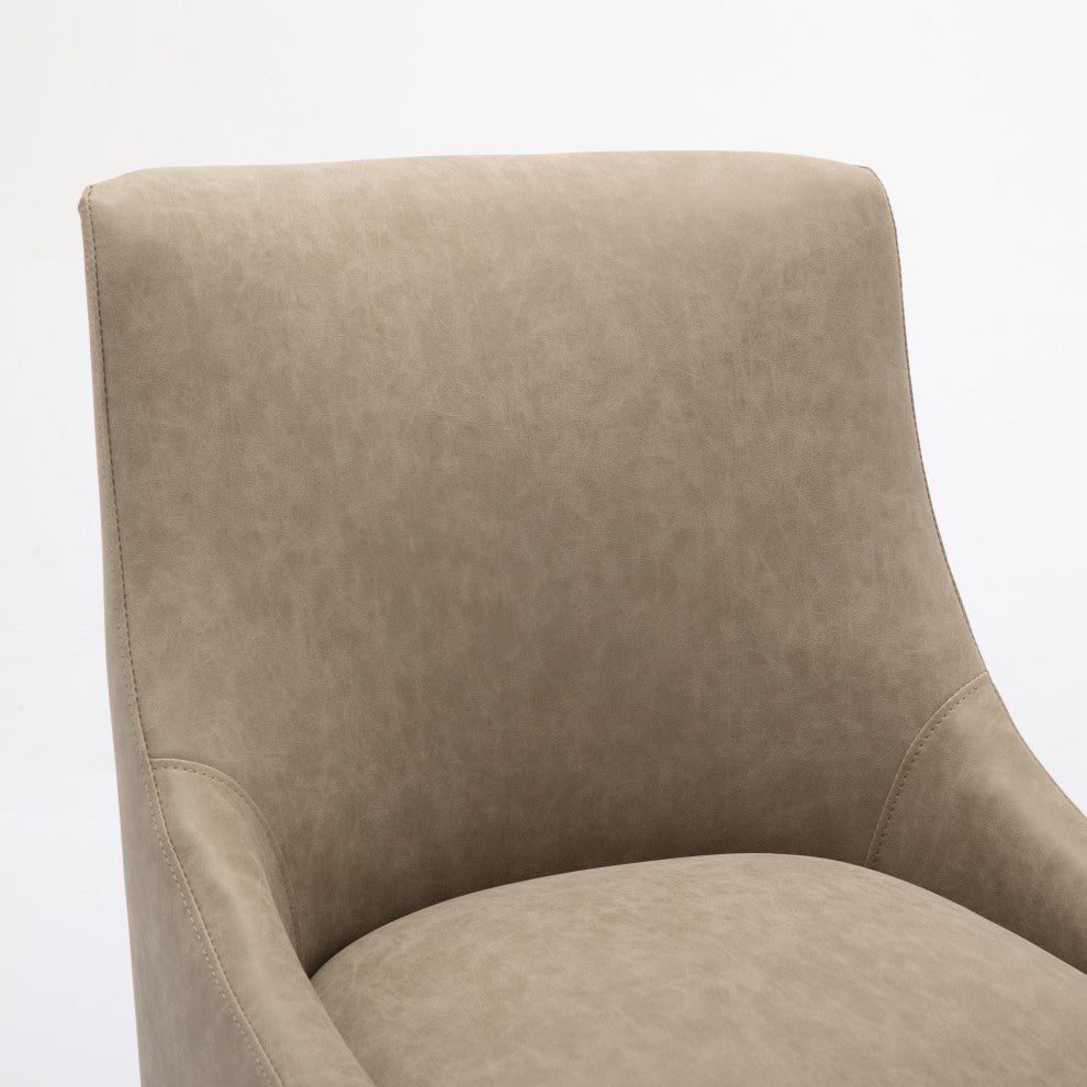 SEYNAR Modern PU Leather Dining Chairs Set of 4, Upholstered Side Accent Chair, Dark Apricot