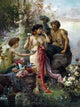 Tile Mural Landscape People Flowers and Doves Hans Zatzka, 6"x8", Matte