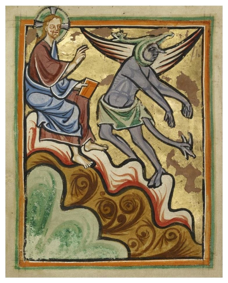 "The Third Temptation" Print 12th Century English Illuminator, 24"x30"