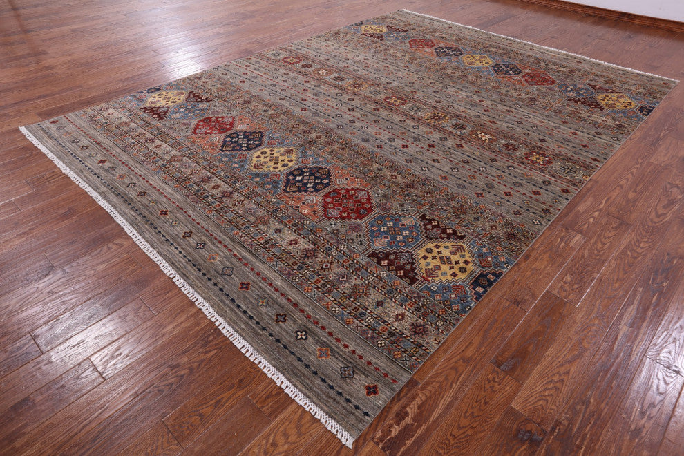 8' 11" X 12' 3" Handmade Khorjin Super Kazak Wool Rug Q11137