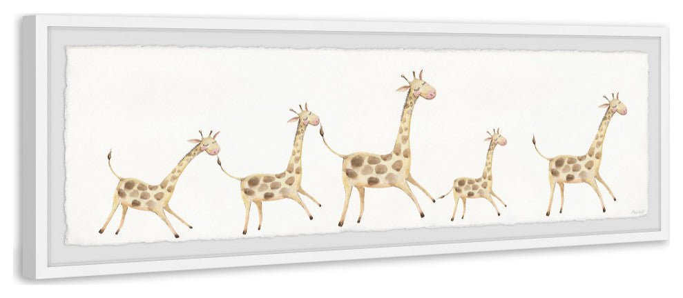 "Giraffe Runs Around" Framed Painting Print, 30x10