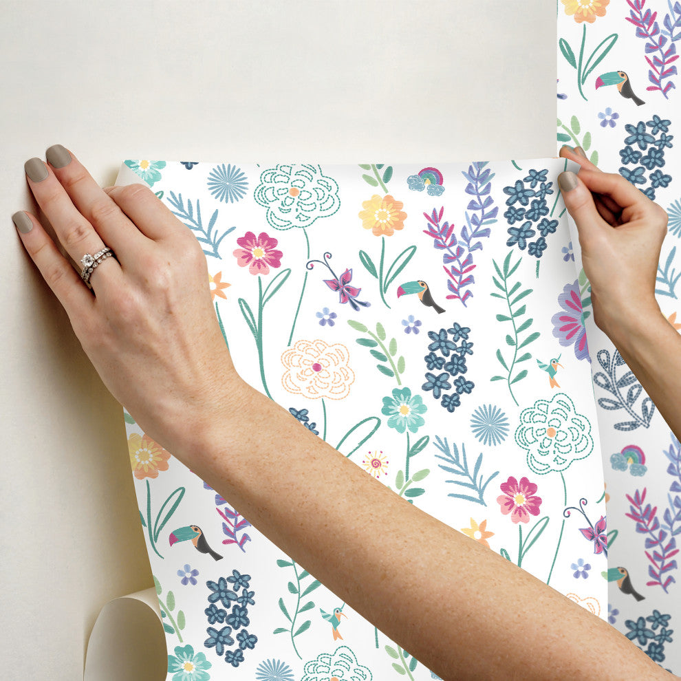 Disney Encanto White Embroidery Floral Peel and Stick Wallpaper
