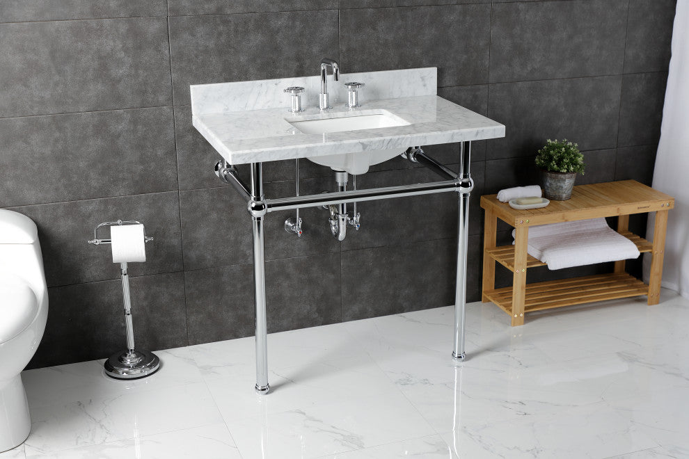 KVBH3622M8SQ1 36" Console Sink with Brass Legs (8-Inch, 3 Hole)