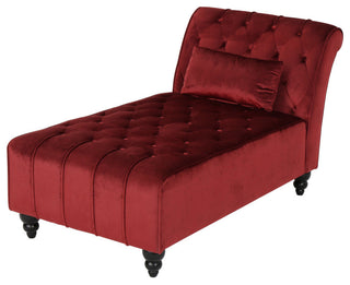 GDF Studio Rafaela Tufted New Velvet Chaise Lounge, Garnet