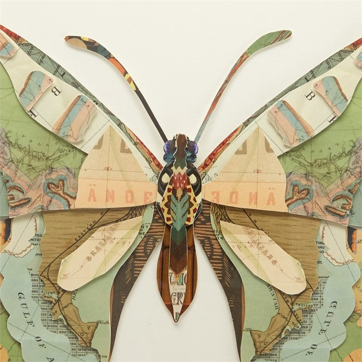 Two's Company Papillon Set of 4 Butterfly Paper Collage Wall Art
