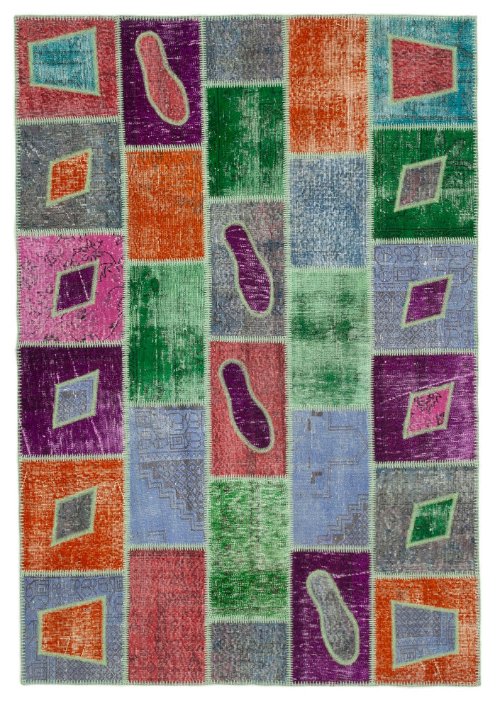 Rug N Carpet - Handmade Oriental 5' 5" x 7' 9" Boho Patchwork Area Rug