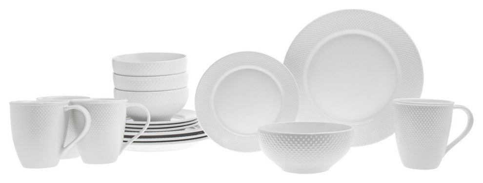 Pique Plain 16 Piece Dinnerware Set