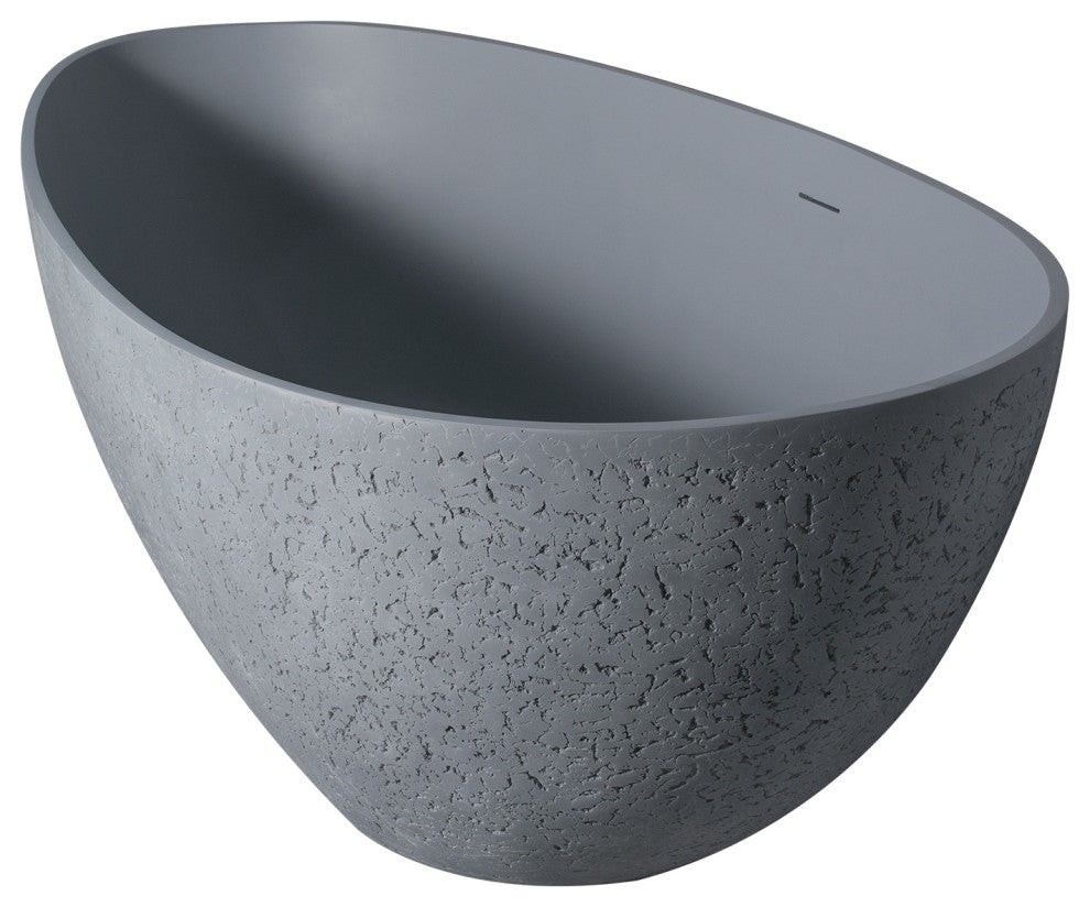 65 in.W Solid Surface Freestanding Flatbottom Soaking Bathtub